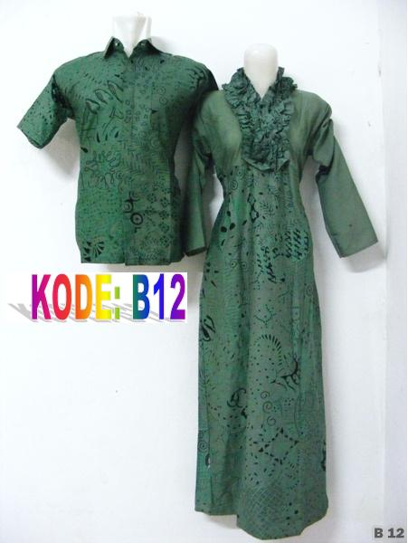 gamis batik  pasangan  hijau  Grosir batik  pekalongan modern